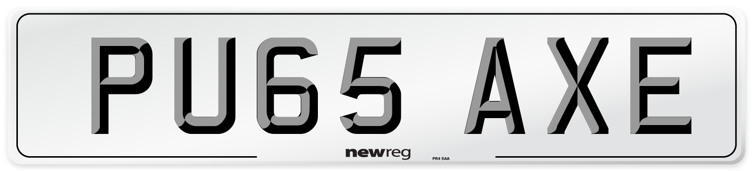PU65 AXE Number Plate from New Reg